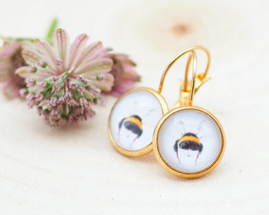 Leichte Ohrringe mit Miniatur-Tier- oder Blumenmotiv, handgefertigt aus Edelstahl und Cabochon