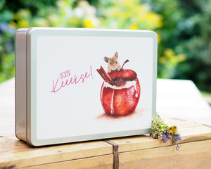 Süße Keksdose mit Waldmaus und Bratapfel