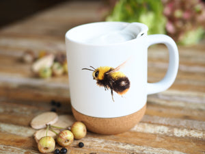 Große Tasse mit Korkboden "Flauschige Wildbiene"