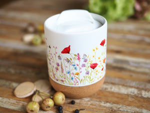 Große Tasse mit Korkboden "Bunte Blumenwiese"