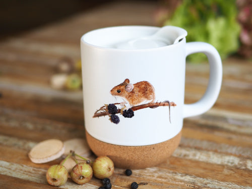 „Korktasse mit Naturmotiv, 330 ml, abnehmbarer Deckel und Korkboden“