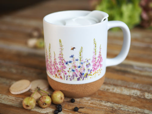 „Korktasse mit Naturmotiv, 330 ml, abnehmbarer Deckel und Korkboden“