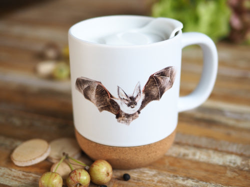 „Korktasse mit Naturmotiv, 330 ml, abnehmbarer Deckel und Korkboden“