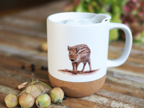 „Korktasse mit Naturmotiv, 330 ml, abnehmbarer Deckel und Korkboden“
