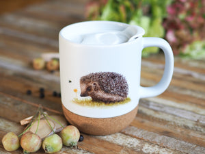 Große Tasse mit Korkboden "Niedlicher Igel"