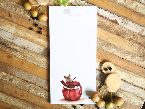 Notizblock mit handgemaltem Tier- oder Blumenmotiv, liebevoll gestaltet auf feinem Papier