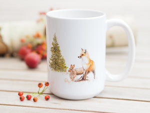 Große Teetasse "Fuchs und Hase im Winterwald"