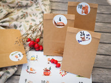 Laden Sie das Bild in den Galerie-Viewer, Adventskalender Sticker – 24 Tiermotive
