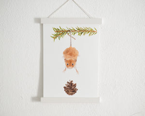 Kunstdruck "Freche Weihnachtsmaus" in 20x28 cm auf feinstem Papier
