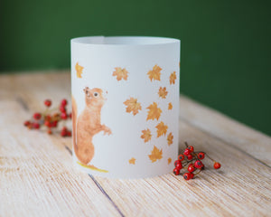 Windlicht / Teelichtpapier "Eichhörnchen im Herbst"