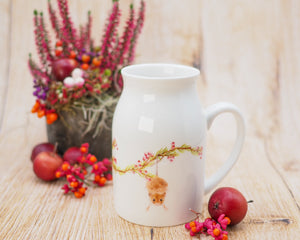 Milchkännchen/Vase "Weihnachtsmäuse am Zweig"