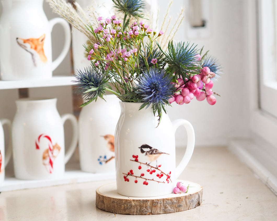 Vase Milchkännchen Meise Vogel 