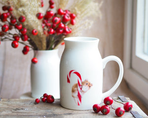 Milchkännchen/Vase "Maus an Zuckerstange"