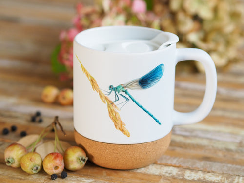 „Korktasse mit Naturmotiv, 330 ml, abnehmbarer Deckel und Korkboden“