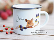 Laden Sie das Bild in den Galerie-Viewer, Emailletasse  "Fuchs und Hase"
