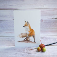 Laden Sie das Bild in den Galerie-Viewer, Kunstdruck / gedruckte Karte mit schönstem Fuchs auf feinstem Cotton-Papier
