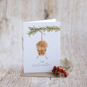 Weihnachtskarten 5er Set /Klappkarten inkl. Umschlag auf feinstem Cotton-Papier 300g, Helle Tage Weihnachten Rotkehlchen Fuchs Meise
