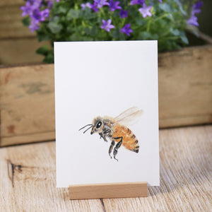 Kunstdruck / gedruckte Karte mit fleissiger Biene auf feinstem Cotton-Papier