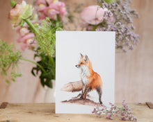 Laden Sie das Bild in den Galerie-Viewer, Kunstdruck / gedruckte Karte mit schönstem Fuchs auf feinstem Cotton-Papier
